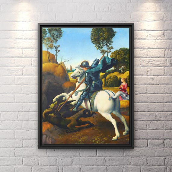 Raphael Saint George and the Dragon Raphael Painting Saint George Wall Art Renaissance Painting Renaissance Art Print Catholic Painting