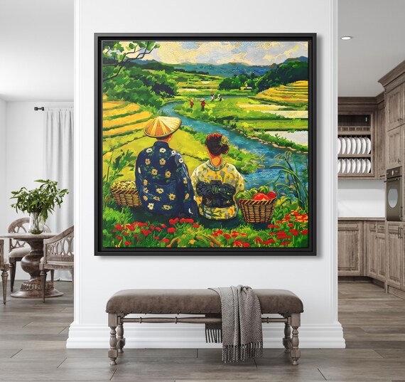 Japanese Outdoor Wall Art Van Gogh Inspired Japanese Wall Art Canvas Impressionist Poster Japanese Canvas Wall Art Pointillism Artwork Asian