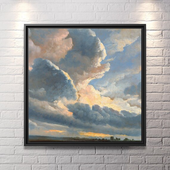 Simon Denis Study of Clouds with a Sunset near Rome Simon Denis Print Famous Painting Clouds Sky Wall Art Clouds Canvas Print