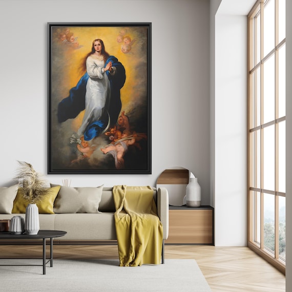 Immaculate Conception of El Escorial Bartolome Esteban Murillo Religion Illustration Adolf von Becker Painting Religious Catholic Painting