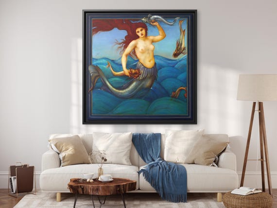 Edward Burne-Jones A Sea Nymph Edward Jones Painting Nymph Wall Art Mermaid Greek Mythology Nymph Painting Nereids Greek Mythology Print