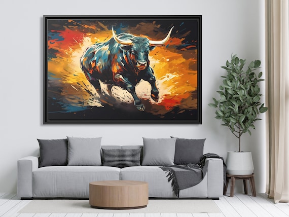 Bull Wall Art Bull Painting Strong Animal Art Motivational Artwork Bull Entrepreneur Art Bull Wall Decor Bull Print Bull Decor Bull Poster
