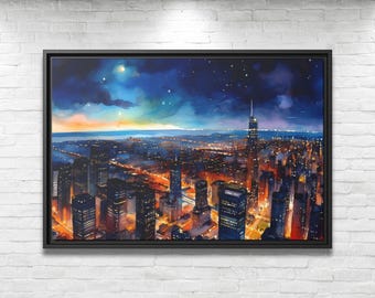 Abstract New York Canvas NYC Painting New York Manhattan Painting New York Landscape Manhattan Wall Art Skyline Painting NYC Wall Art NYC