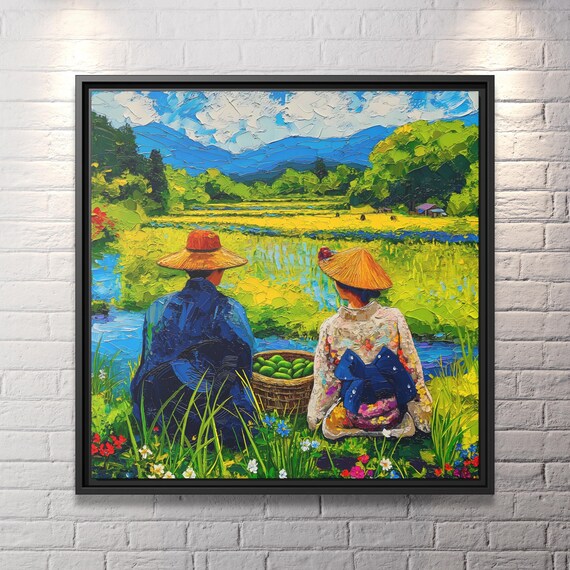 Japanese Outdoor Wall Art Van Gogh Inspired Japanese Wall Art Canvas Impressionist Poster Japanese Canvas Wall Art Pointillism Artwork Asian