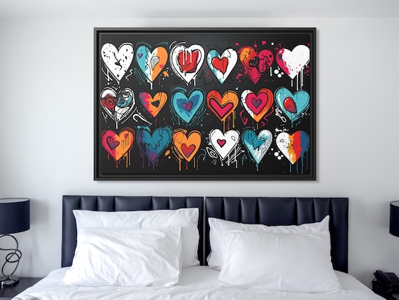 Wall Art Banksy Street Art Graffiti Heart Art Romantic Painting Colorful Hearts Graffiti Painting Banksy Artwork Heart Painting Large Banksy