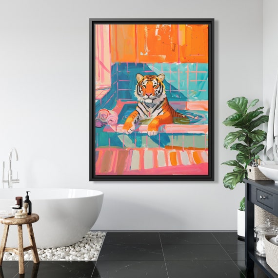 Tiger Wall Art Oriental Boho Tiger Canvas Kitsch Art Big Cat Art Whimsical Tiger Art Tiger Painting Kitsch Aesthetic Bengal Tiger Lover Gift