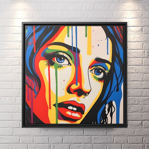 Abstract Woman Face Wall Art Woman Pop Art Andy Warhol Painting Woman Pop Artwork Warhol Pop Art Beautiful Face Art Pop Art Girl Portrait