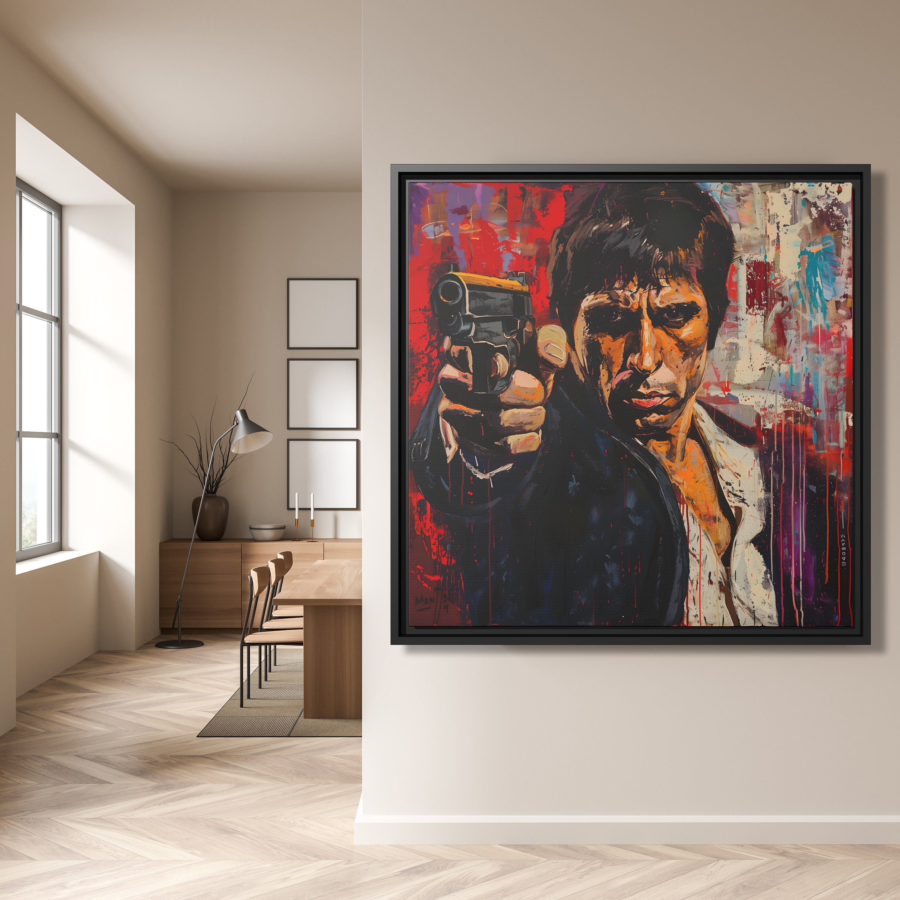 Scarface Movie Poster EB041 – Mafia Gangster Art, Handmade In California