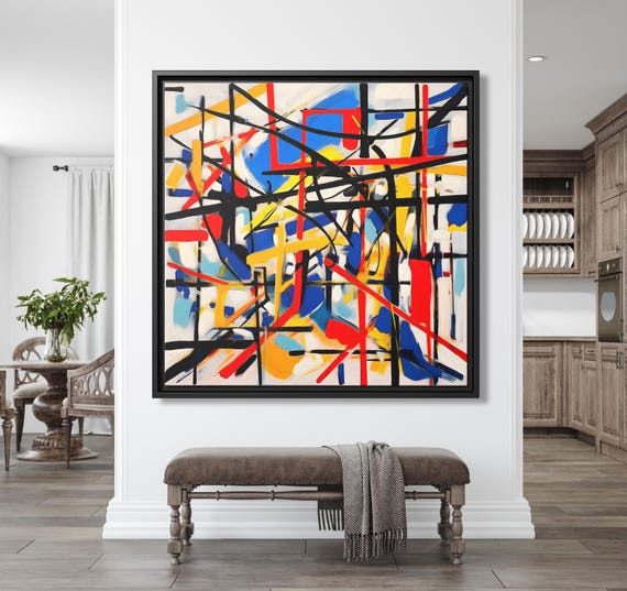Piet Mondrian Wall Art Large Abstract Painting Mondrian Dutch Painting Famous Abstract Art Piet Mondrian Print De Stijl Abstract Art Work