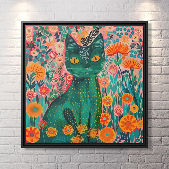 Whimsical Cat Art Cute Cat Painting Colorful Cat Art Abstract Cat Canvas Print Modern Cat Art Funny Cat Painting Cat Lover Gift Idea Cat Art