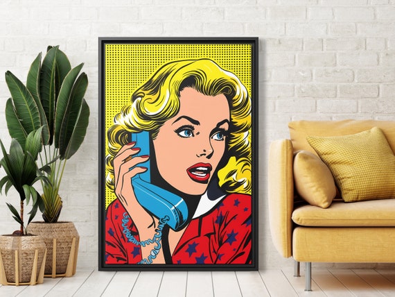 Retro Pop Art Woman Print Pop Art Andy Warhol Painting Cartoon Woman Pop Artwork Warhol Pop Art Beautiful Face Art Pop Art Girl Portrait Art