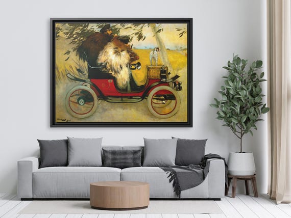 Ramon Casas and Pere Romeu in an Automobile Famous Painting Ramon Casas Print Ramon Casas Wall Art Car Ramon Casas Canvas Print Car Casas