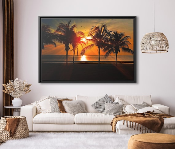 Sunset Ocean Wall Art Scenic Sunset Canvas Print Sunset Beach Wall Decor Sunset Golden Hour Wall Art Golden Hour Canvas Print Sunset Beach