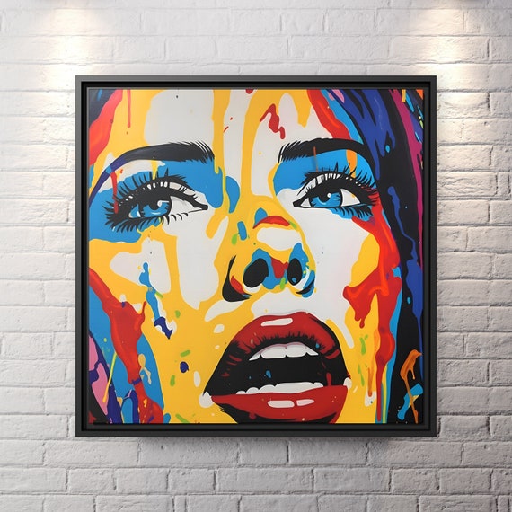 Abstract Woman Face Wall Art Woman Pop Art Andy Warhol Painting Woman Pop Artwork Warhol Pop Art Beautiful Face Art Pop Art Girl Portrait