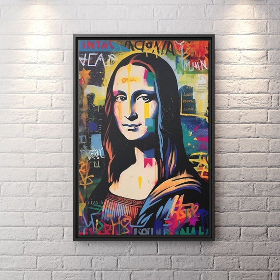 Mona Lisa Pop Art Graffiti Mona Lisa Wall Art Modern Urban Art Pop Artwork Mona Lisa Painting Graffiti Modern Mona Lisa Popart Canvas Print