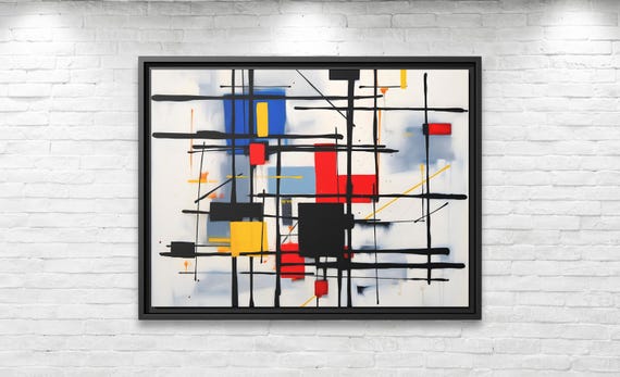 Piet Mondrian Wall Art Large Abstract Painting Mondrian Dutch Painting Famous Abstract Art Piet Mondrian Print De Stijl Abstract Art Work