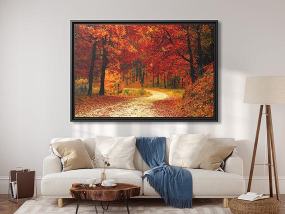 Beautiful Autumn Landscape Autumn Forest View Canvas Print Fall Scenery Extra Large Wall Art Autumn Trees Wall Decor Autumn Fall Poster Fall