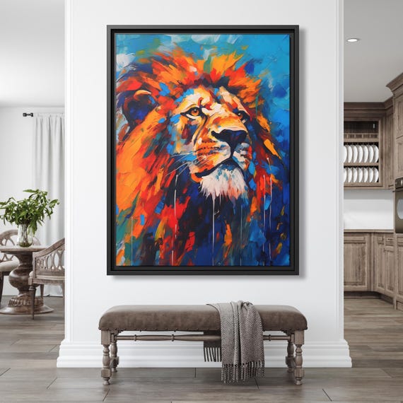 Lion Abstract Art Lion Artwork Colorful Lion Art Painting Lion Canvas Wall Art Lion Painting Rustic Gallery Wall Lion Lovers Gift Lion Print