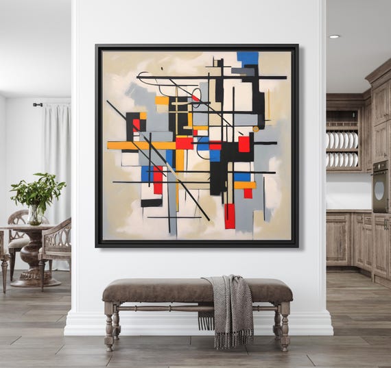Piet Mondrian Wall Art Large Abstract Painting Mondrian Dutch Painting Famous Abstract Art Piet Mondrian Print De Stijl Abstract Art Work