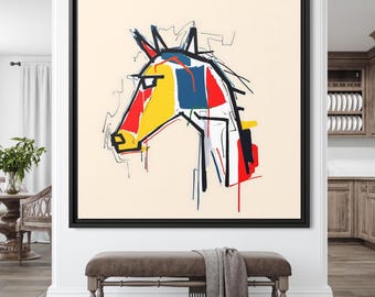 Abstracte paardkunst Majestueus paard Colorul abstracte paardkunst Paardcanvasafdruk Abstracte paardafdruk Paardkunstwerk Moderne paardkunstafdruk