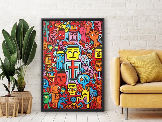 Keith Haring Wall Art Haring Pop Art Keith Haring Pop Artwork Pop Culture Poster Keith Haring Popart Street Art on Canvas Keith Pop Art