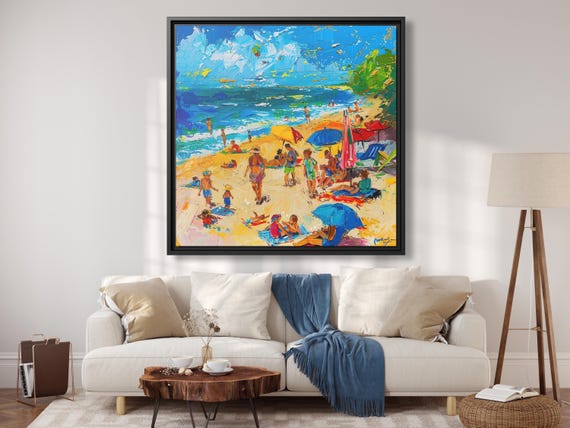 Beach Canvas Beachy Room Decor Italian Summer Beach Umbrella Art Summertime Decor Endless Summer Print Southern California Ocean Summer Art