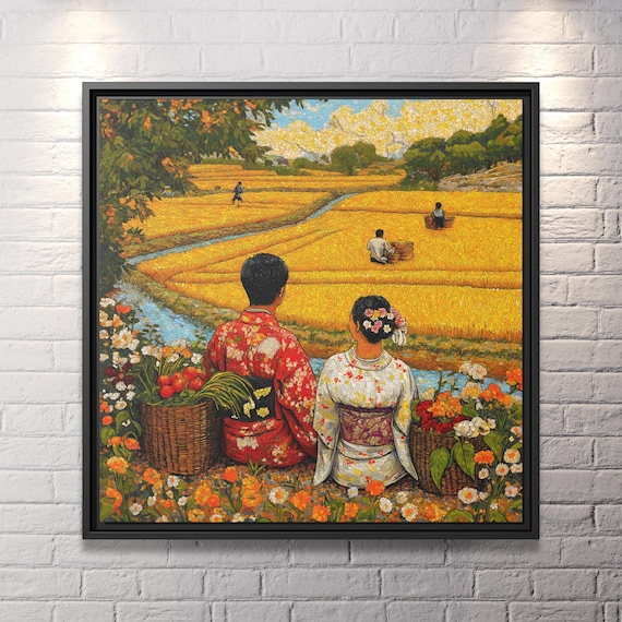 Japanese Outdoor Wall Art Van Gogh Inspired Japanese Wall Art Canvas Impressionist Poster Japanese Canvas Wall Art Pointillism Artwork Asian