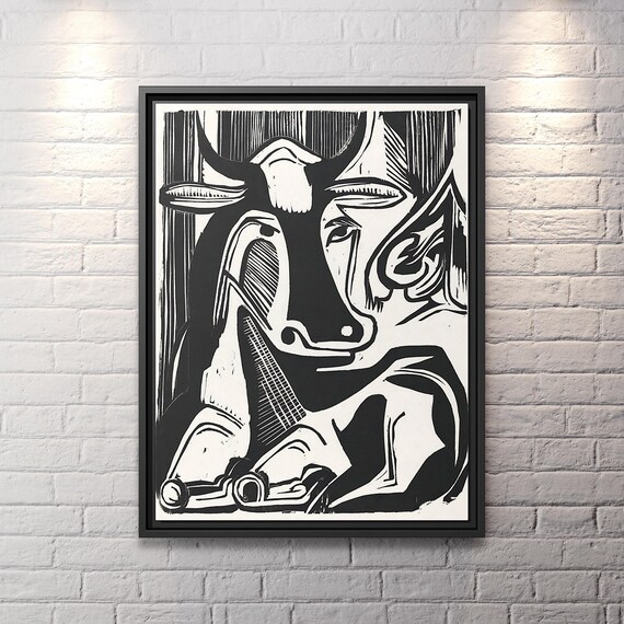 Kirchner The Large Cow Lying Down Ernst Ludwig Kirchner Painting Ernst Ludwig Kirchner Wall Art Print Kirchner Canvas Art Kirchner Painting