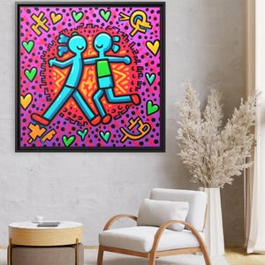 Arte mural de Keith Haring Arte pop de Keith Haring Arte pop de Keith Haring Póster de cultura pop Arte callejero de Keith Haring sobre lienzo Arte pop de Keith Haring imagen 3