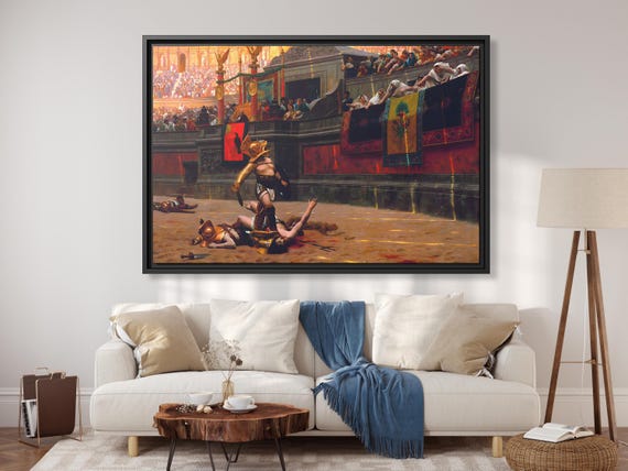 Gladiator Pollice Verso Art Huge Canvas Home Decor Roman Empire Gladiator Art Colosseum Wall Art Ancient Rome Gladiator Wall Decor