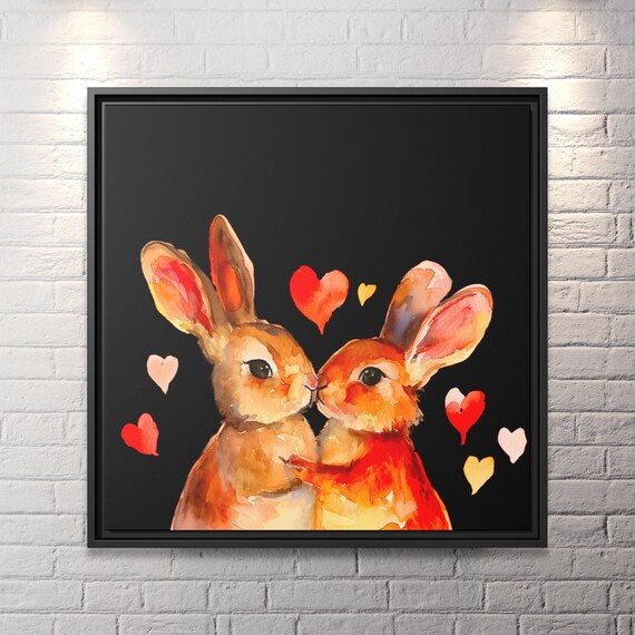 Modern Bunny Art Bunny Artwork Whimsical Bunny Art Watercolor Rabbit Adorable Bunny Cute Apartment Decor Bunny Print Valentines Artwork