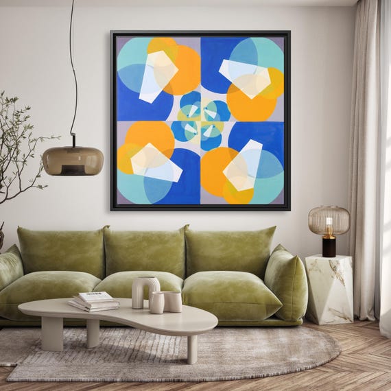 Joseph Schillinger Abstract Painting Green Squares Joseph Schillinger Print Famous Abstract Geometrical Painting Modern Abstract Art Print