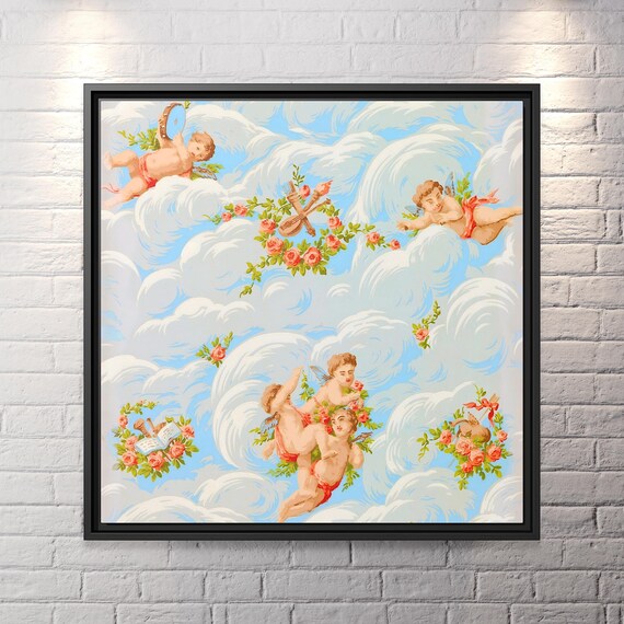Angels Vintage Pattern Famous Painting Angels Print Greek Famous Art Print Angel Celestial Wall Art Angels Canvas Celestial Sky Painting