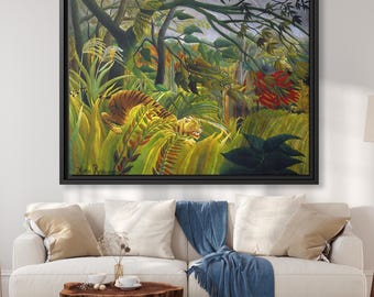 Henri Rousseau Tigre in una tempesta tropicale Henri Rousseau Arte murale Giungla Henri Rousseau Stampa Arte murale Henri Rousseau Jungle Famosa opera d'arte