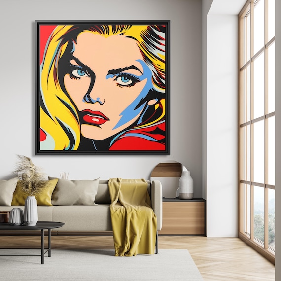 Abstract Woman Face Wall Art Woman Pop Art Andy Warhol Painting Woman Pop Artwork Warhol Pop Art Beautiful Face Art Pop Art Girl Portrait