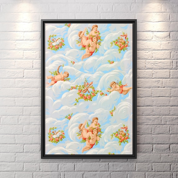 Angels Vintage Pattern Famous Painting Angels Print Greek Famous Art Print Angel Celestial Wall Art Angels Canvas Celestial Sky Painting