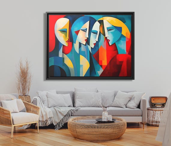 Wall Art Picasso Pint Modern Cubism Painting Picasso Canvas Big Painting Pop Culture Poster Picasso Cubist Wall Art New Homeowner Gift Print
