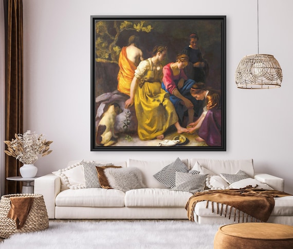 Johannes Vermeer Diana and her Nymphs Johannes Vermeer Famous Painting Vermeer Canvas Print Baroque Wall Art Johannes Vermeer Painting