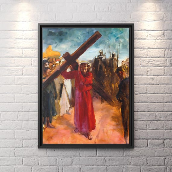 Albert Edelfelt Kristus Kantaa Ristia Albert Edelfelt Jesus Christ Wall Art Jesus Painting Religious Wall Art Christ Carrying Cross Jesus