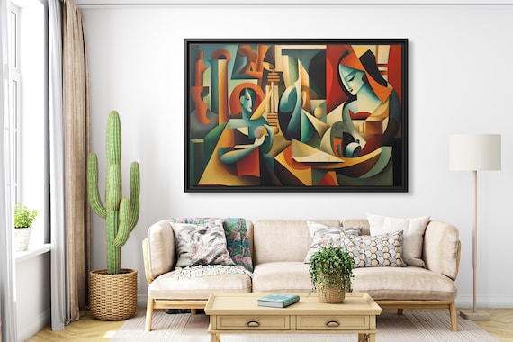 Wall Art Picasso Pint Modern Cubism Painting Picasso Canvas Big Painting Pop Culture Poster Picasso Cubist Wall Art New Homeowner Gift Print