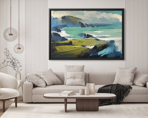 Coastal Wall Art Sea Coast Painting Ireland Artwork Painting of Ireland Abstract Seascape Natural Wall Art Coastal Irish Landscape Cliffs