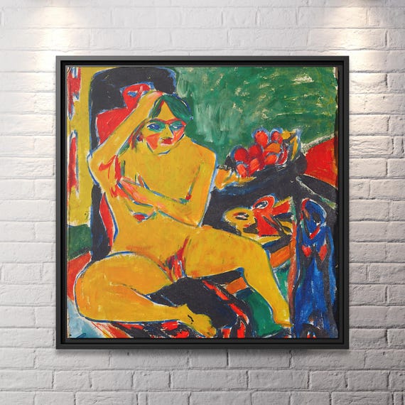 Kirchner Nude at the Studio Ernst Ludwig Kirchner Painting Ernst Ludwig Kirchner Wall Art Print Kirchner Canvas Art Kirchner Painting Nude