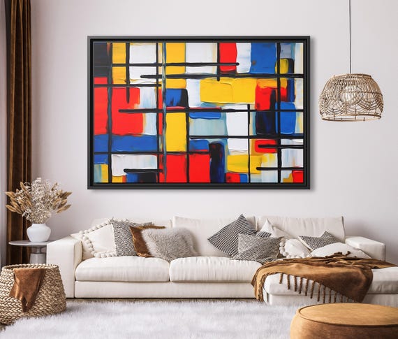 Piet Mondrian Wall Art Large Abstract Painting Mondrian Dutch Painting Famous Abstract Art Piet Mondrian Print De Stijl Abstract Art Work