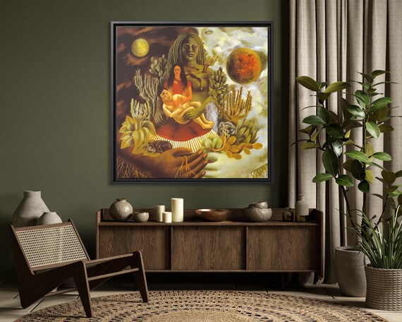 Kahlo Love Embracing the Universe Art Print Frida Kahlo Art Love Embracing the Universe Wall Art Huge Canvas Wall Art Frida Kahlo Wall Decor