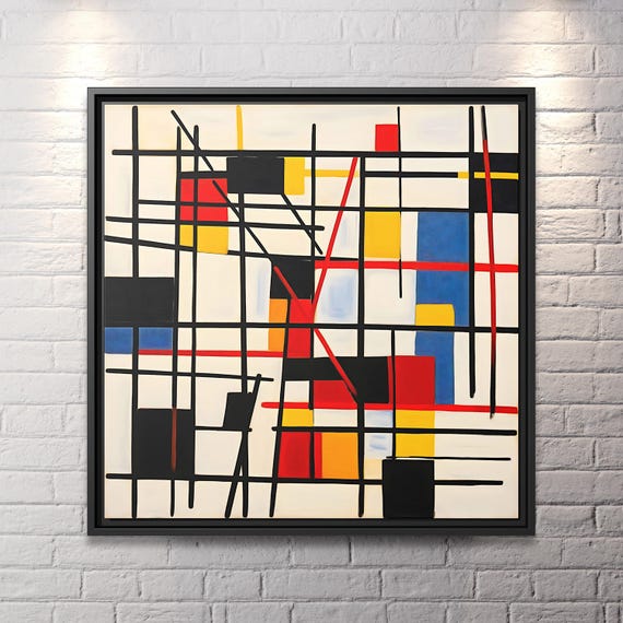 Piet Mondrian Art Famous Abstract Art Mondrian Wall Art Bauhaus Print Dutch Art Painting Mondrian Large Abstract Painting De Stijl Mondrian