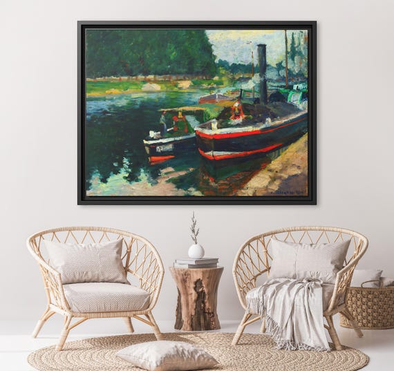 Camille Pissarro Barges at Pontoise Camille Pissarro Painting Pissarro Art Camille Pissarro Artwork Pissarro Canvas Print Paris Painting