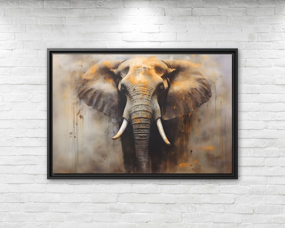 Elephant Canvas Art Elephant Artwork Indian Elephant Colorful Wall Hanging India Happy Elephant Painting Boho Wall Art Cute Apartment Decor