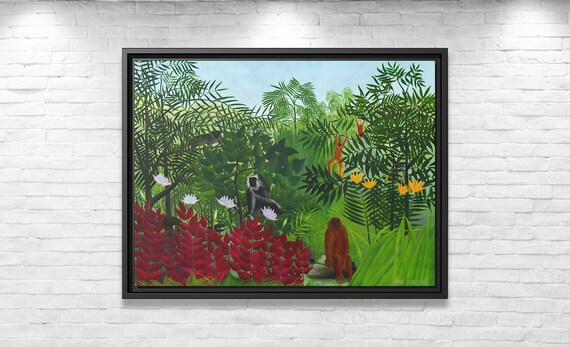 Henri Rousseau Tropical Forest with Monkeys Henri Rousseau Famous Painting Henri Rousseau Print Wall Art Henri Rousseau Famous Artwork