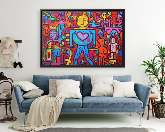 Keith Haring Wall Art Haring Pop Art Keith Haring Pop Artwork Pop Culture Poster Keith Haring Popart Street Art on Canvas Keith Pop Art