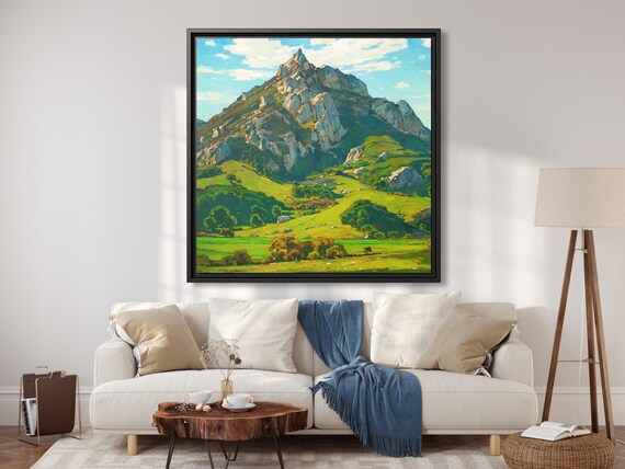 Nature Mountain Artwork Nature Mountain Wall Art Mountain Canvas Print Farmhouse Painting William Wendt Wall Art Rustic Landscape Print